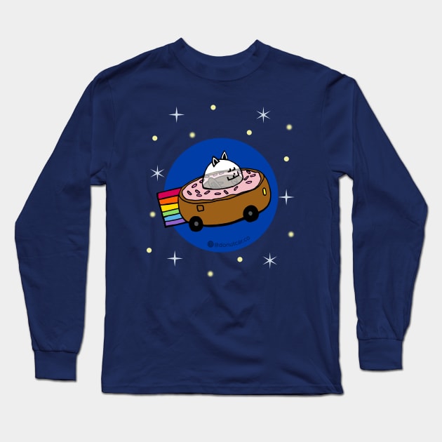 Rainbow Space Cat Donut Car - Stars Long Sleeve T-Shirt by donutcarco